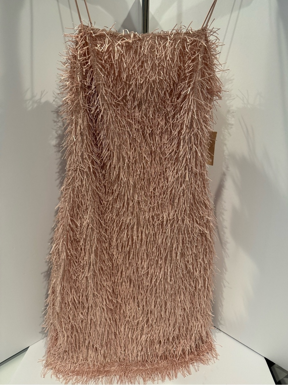 NWT Forever 21 Winter Collection Blush Fringe Shimmer Knit Dress Size Small
